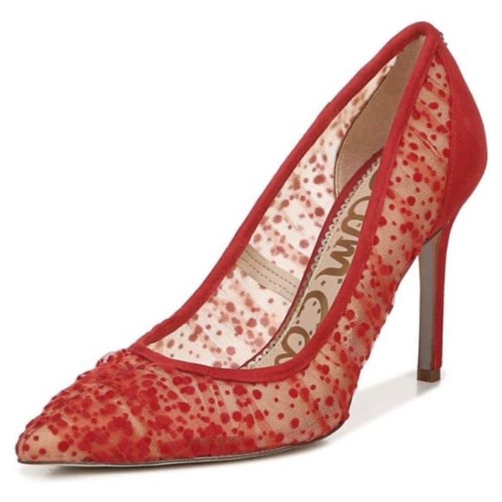 NWT Sam Edelman Hazel Red Dot Tulle Pointy Toe Pumps 8